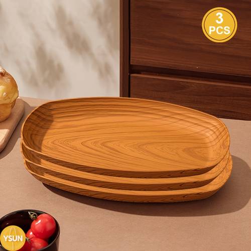 1/3/6 pezzi ovali in plastica legno da 11 pollici, e infrangibili, lavabili in lavastoviglie, per pasta, frutta, dessert - per casa, cucina, picnic, campeggio, - festivi per le feste|plastica resistente|senza legno