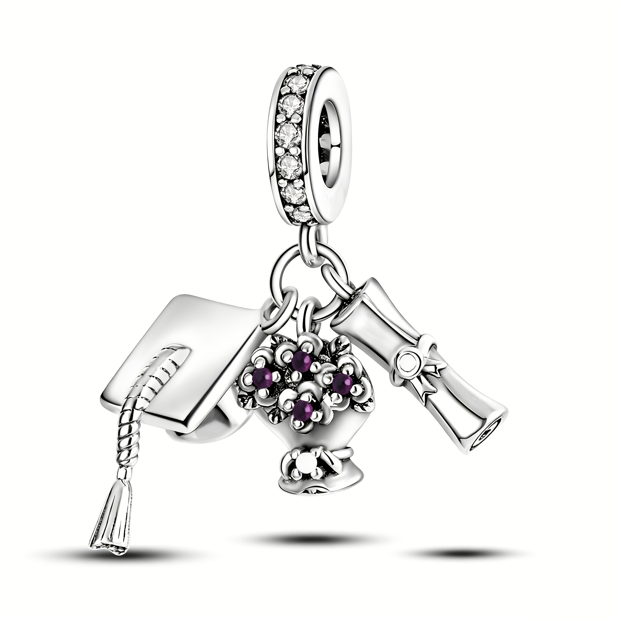 TEMU Ensemble pendentif trois pièces en argent plaqué S925 avec motif floral de graduation, design élégant et . Bracelet ou bangle et collier