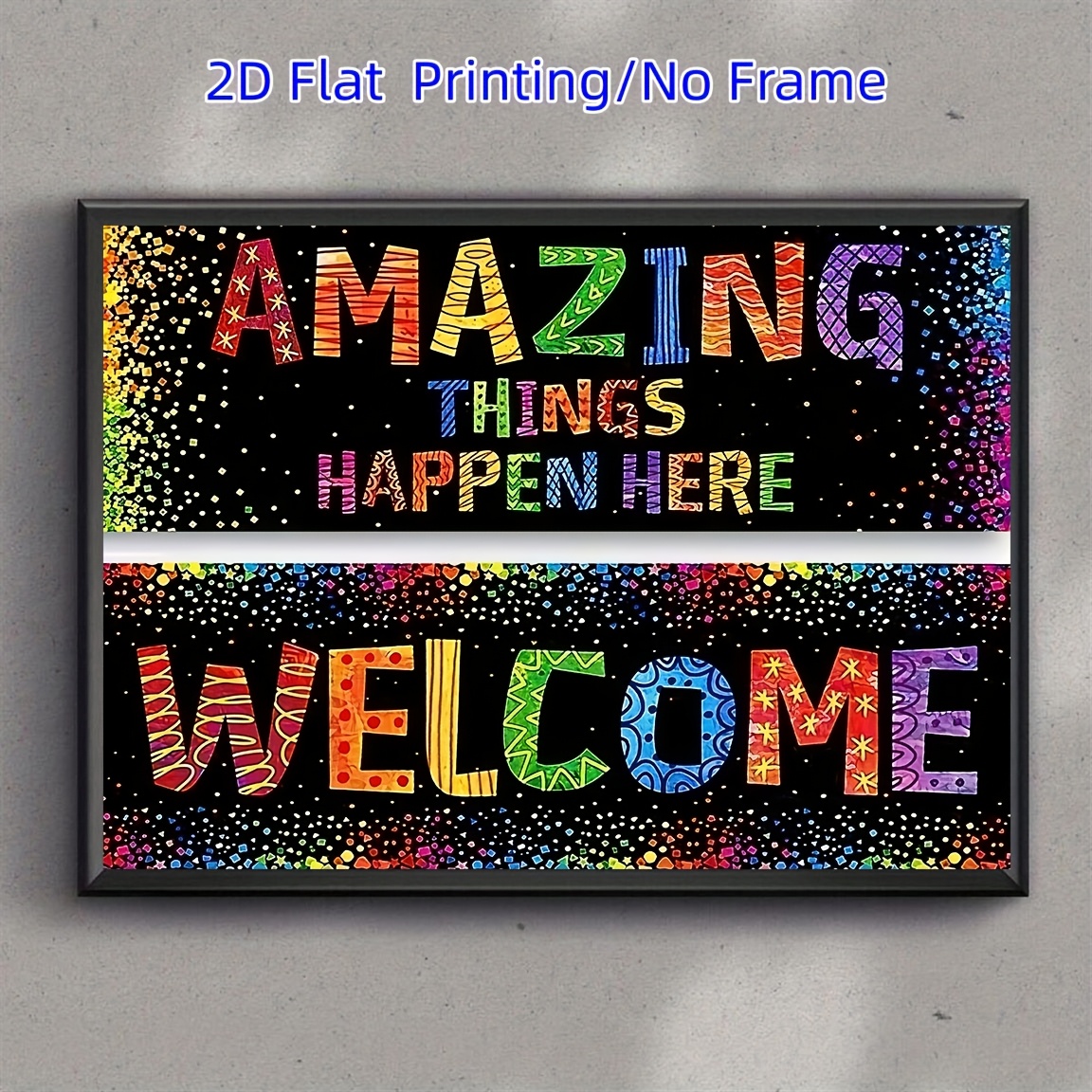 TEMU 2d Flat, 2d Flat, 1pc Inspirational Canvas Art Print - " Here Welcome" - Frameless Classroom Banner Poster, Motivational Wall Decor For Home,