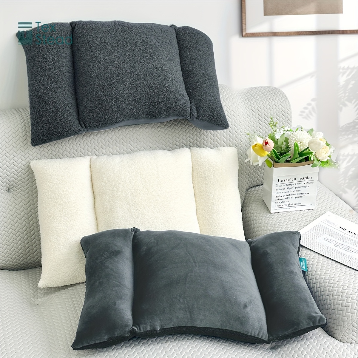 1pc fleece lumbar support pillow 3 section back pillow office chair pillow for back support comfortable lumbar support waist for car seat low back sofa rest Product details 4