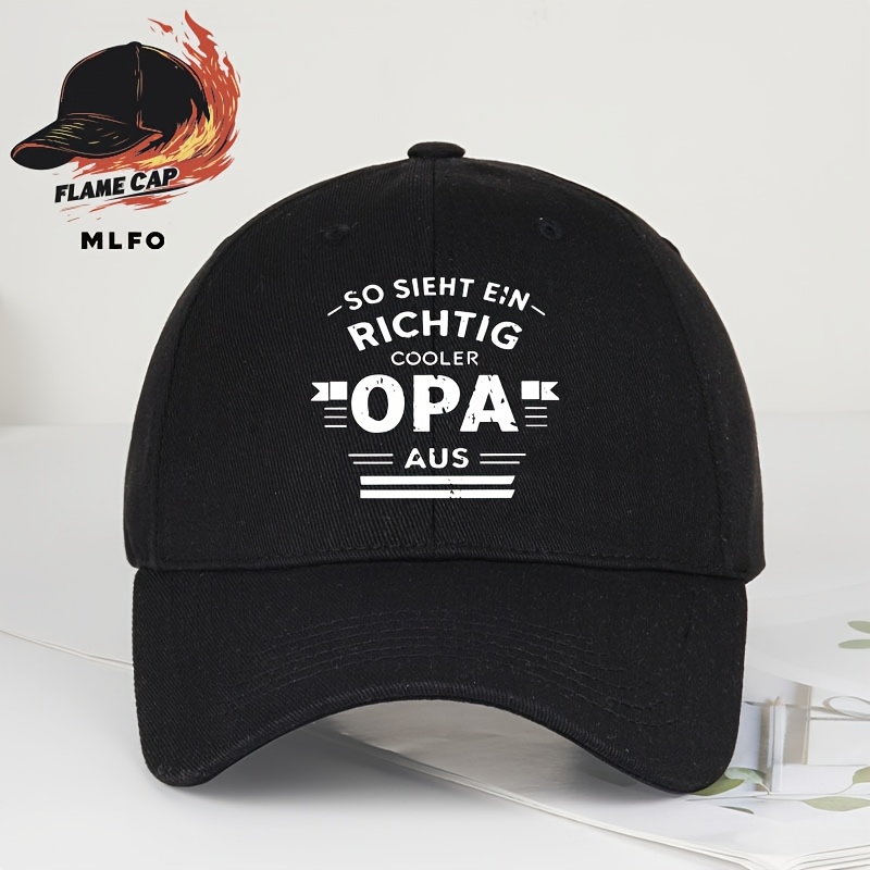 E-shop Eine klassische, gewaschene Baseballkappe mit minimalistischem OPA Buchstaben-Print, geeignet für Freizeitaktivitäten, Angeln und den . Diese