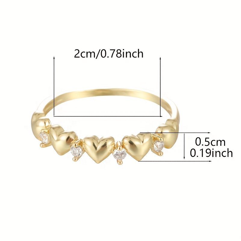 Heart Ring with CZ Inlay Golden Plated Copper Ideal for Various Occasions