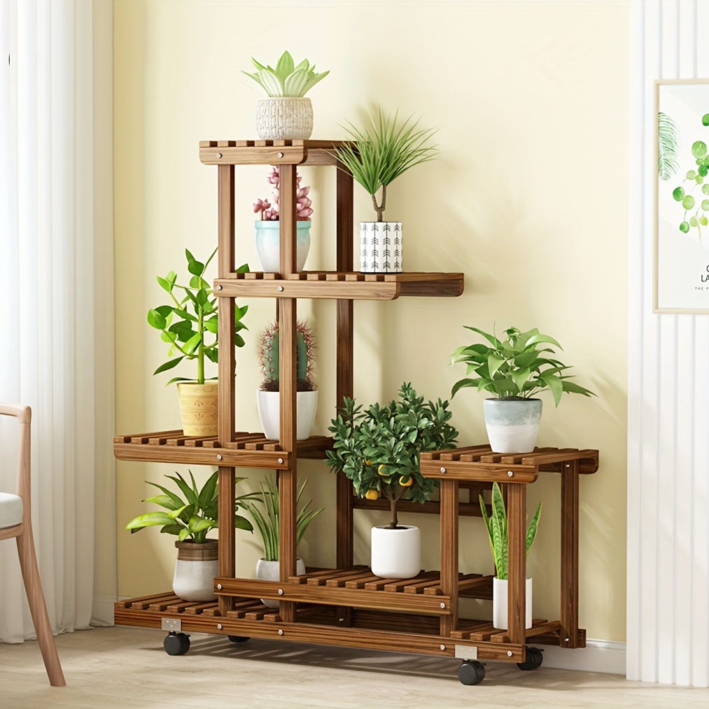 

6 Tier Wood Plant Stand Vertical Multiple Holder Indoor Outdoor Patio