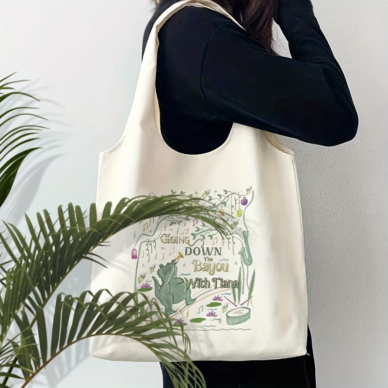 

Princess And Frog Movie-inspired Tote Bag For Women - Fashionable Polyester Shoulder Bag With Animal , Foldable, Hand Washable, Unlined, Non-closeable, With Fixed Strap - Ideal Gift For Enthusiasts