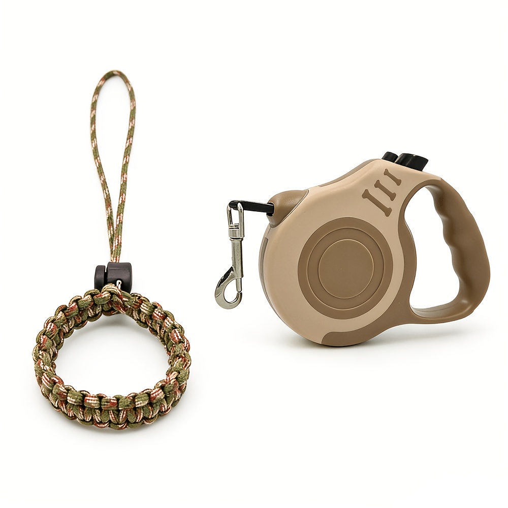 TEMU 2pcs Retractable Dog Leash And Adjustable Wrist Strap Set, Anti-drop Braided Safety Lanyard & Automatic Pet Walking Leash With Ergonomic Handle