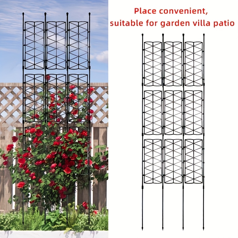 1pc plant support frame outdoor garden trellis for climbing plants plastic coated steel pipe column plastic mesh support trellis cage for indoor potted plants plant trellises frame for vines grid adjustable climbing support