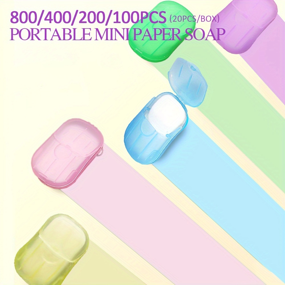   20 boxes portable mini paper soap sheets 100 200 400 count moisturizing hand soap strips with glycerin alcohol free spice scented for   types ideal for travel work study 0