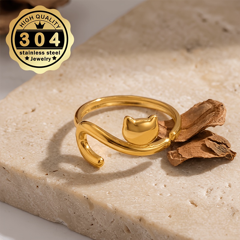 Adjustable Open-end Women's Kitten Design Ring