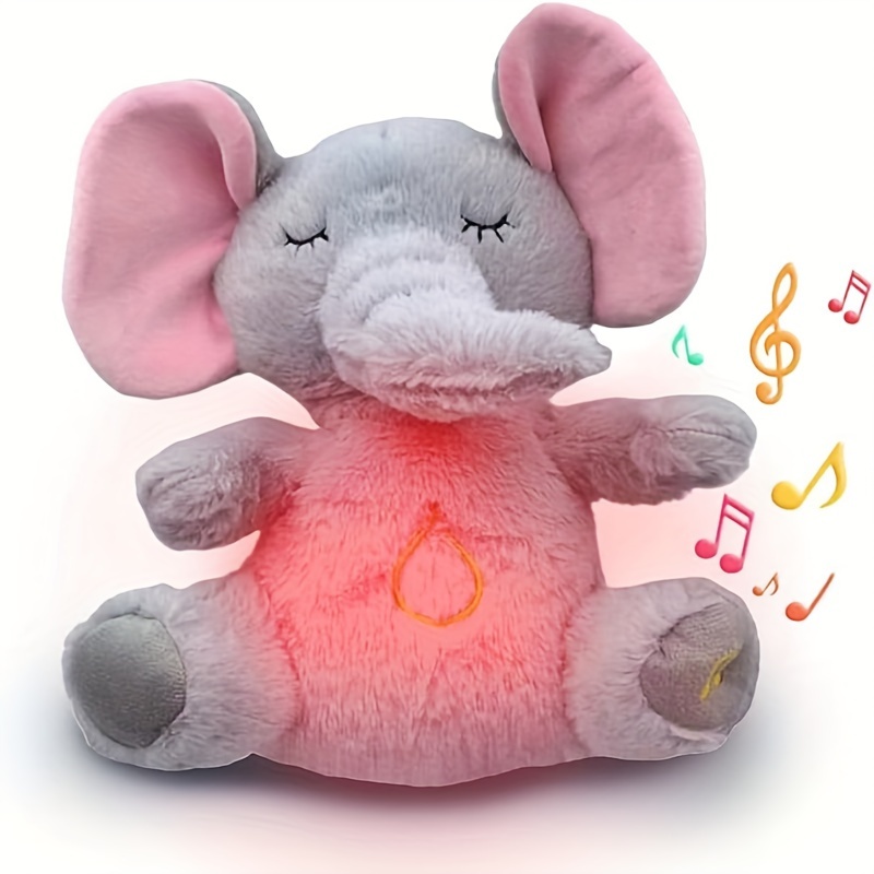 

Breathing Elephant Plush Doll With Sound, Elephant Stuffed Animal With Rhythmic Motion And Lights Music & Timers