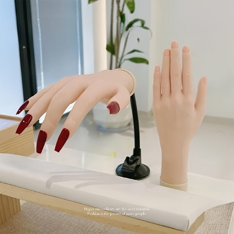 

1 pièce de modèle de doigt prothétique flexible en plastique pour la du nail art, présentoir d'entraînement à la manucure et réglable avec peau simulée, non parfumé