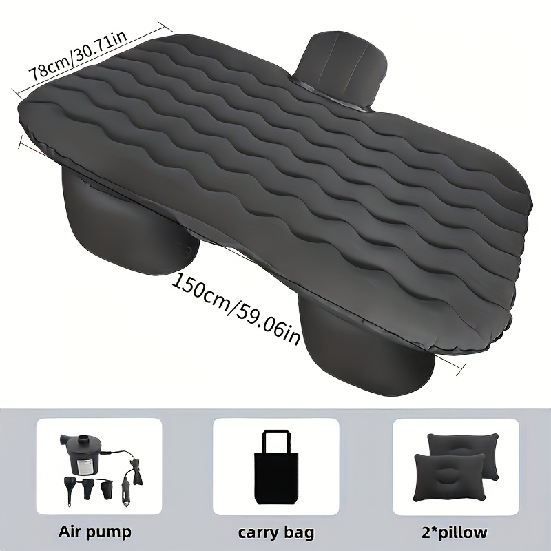 Truck And Car Inflatable Mattress Back Seat Bed - Premium Portable Air Mattress For Car, Suv, Mpv, With 2 Pillows, Ideal For Camping, Road Trips, Car Travel, Backpacking, Hiking, And