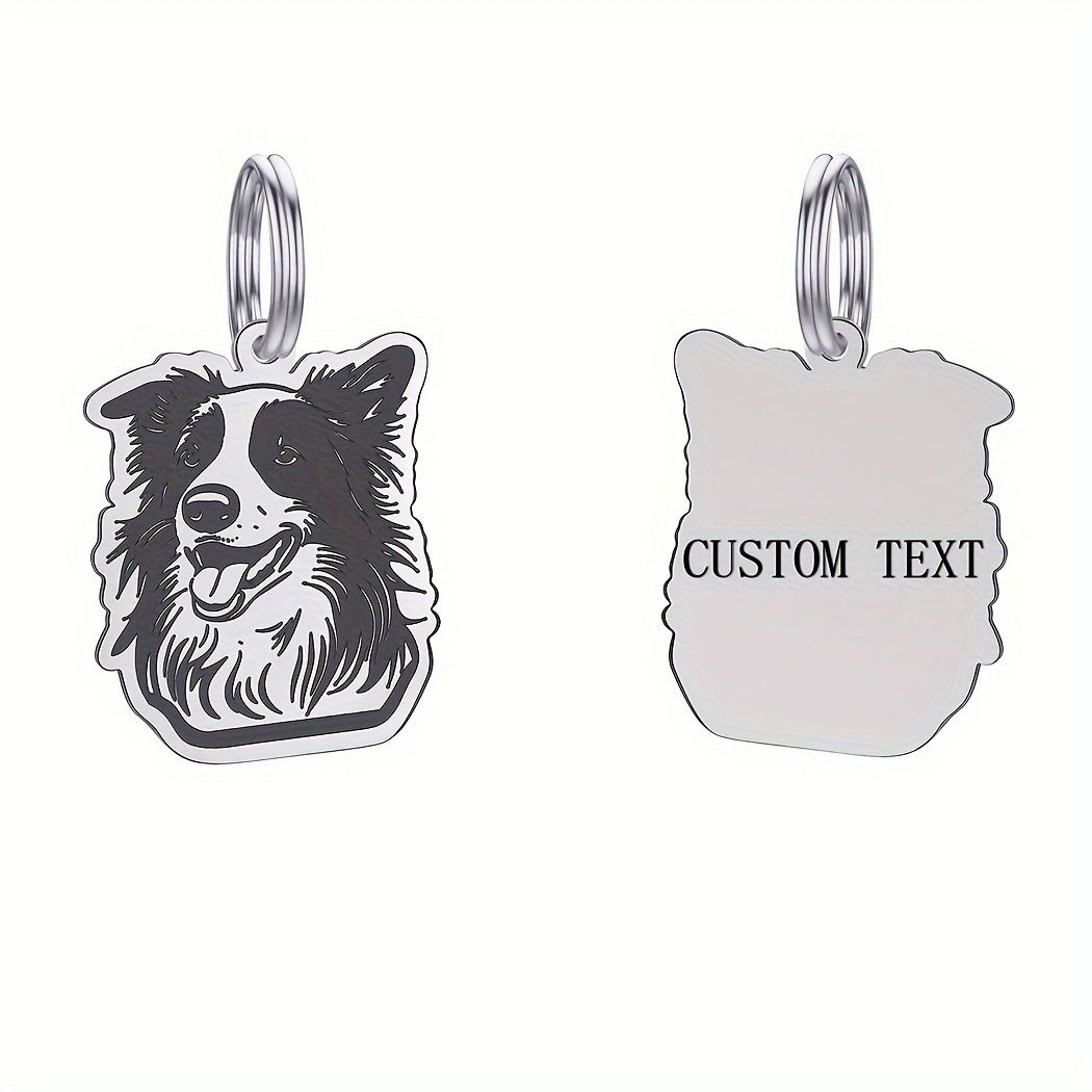 Personalized Custom Name Keyring Dog ID Tag, Stainless Steel Keychain