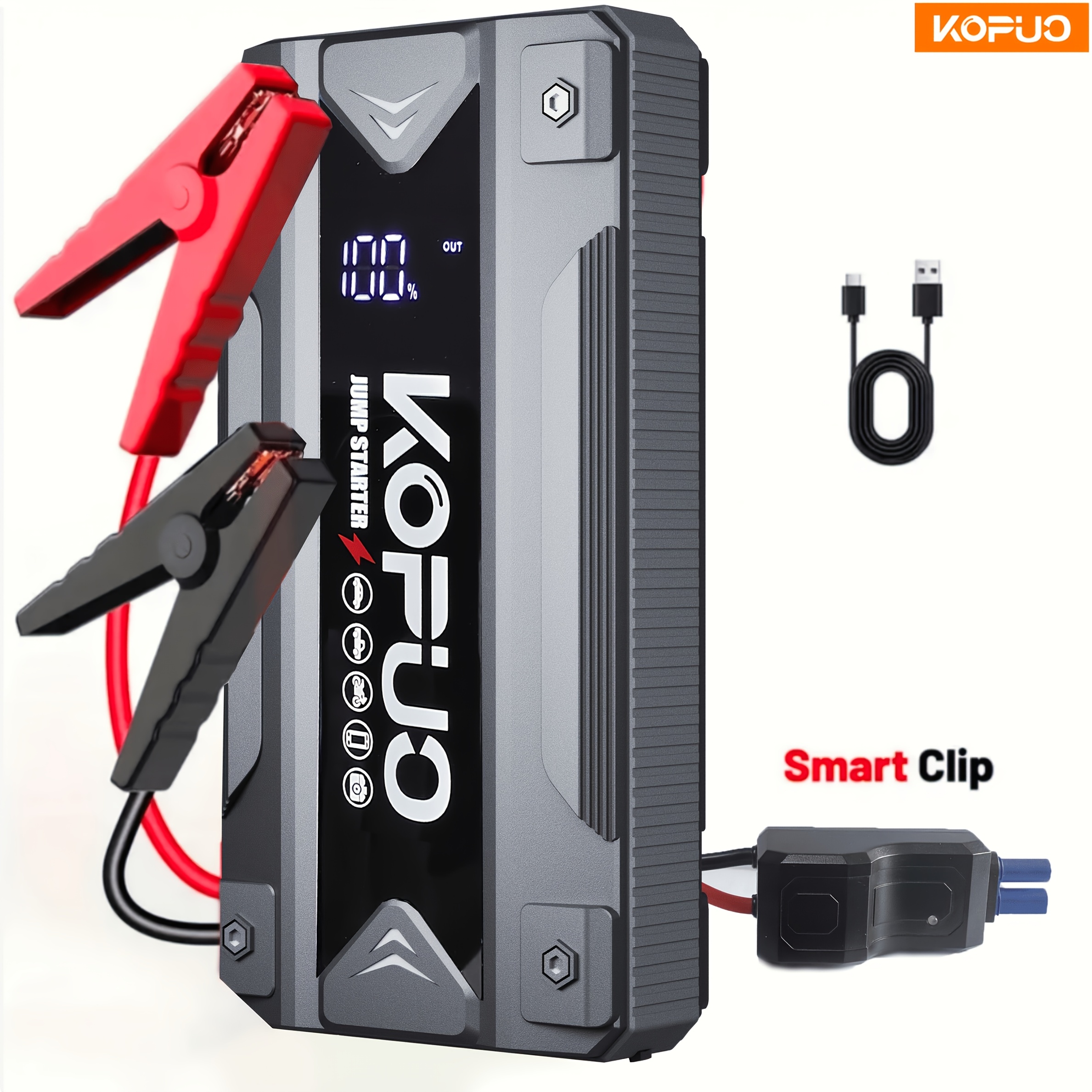 TEMU Kopuo 3000a/5000a Car Jump Starter For Vehicles (9l Gas/8l ) Portable Battery Booster, 12v Car Battery Jumper With , Car Battery Booster, ,