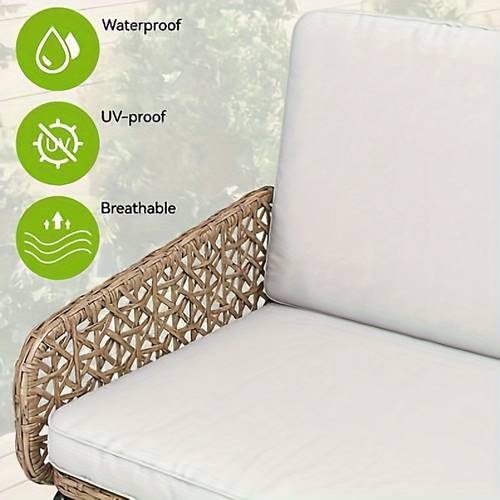 patio loveseat wicker outdoor furniture all weather rattan conversation loveseat for backyard balcony and deck with soft cushions light