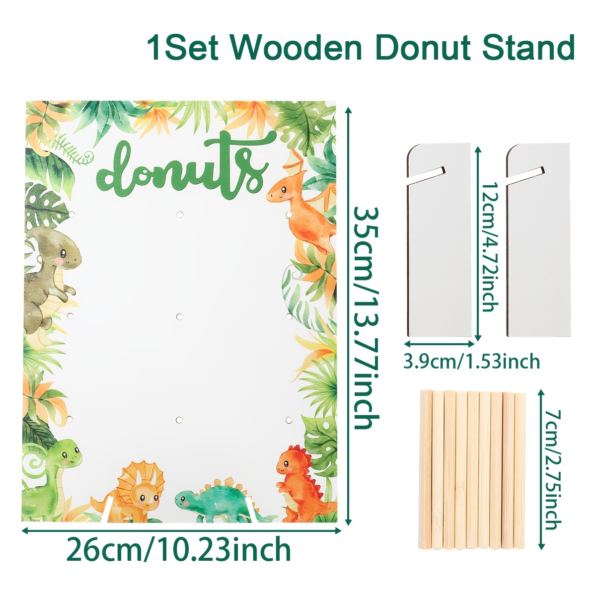 1 Set, Dinosaur Donut Wooden Display Stand, 26 X 35cm, Dino Theme Party Table Donut Holder, Happy Birthday Party Table Centerpiece, Baby Shower Party Display Stand, Party Table Centerpiece Decoration