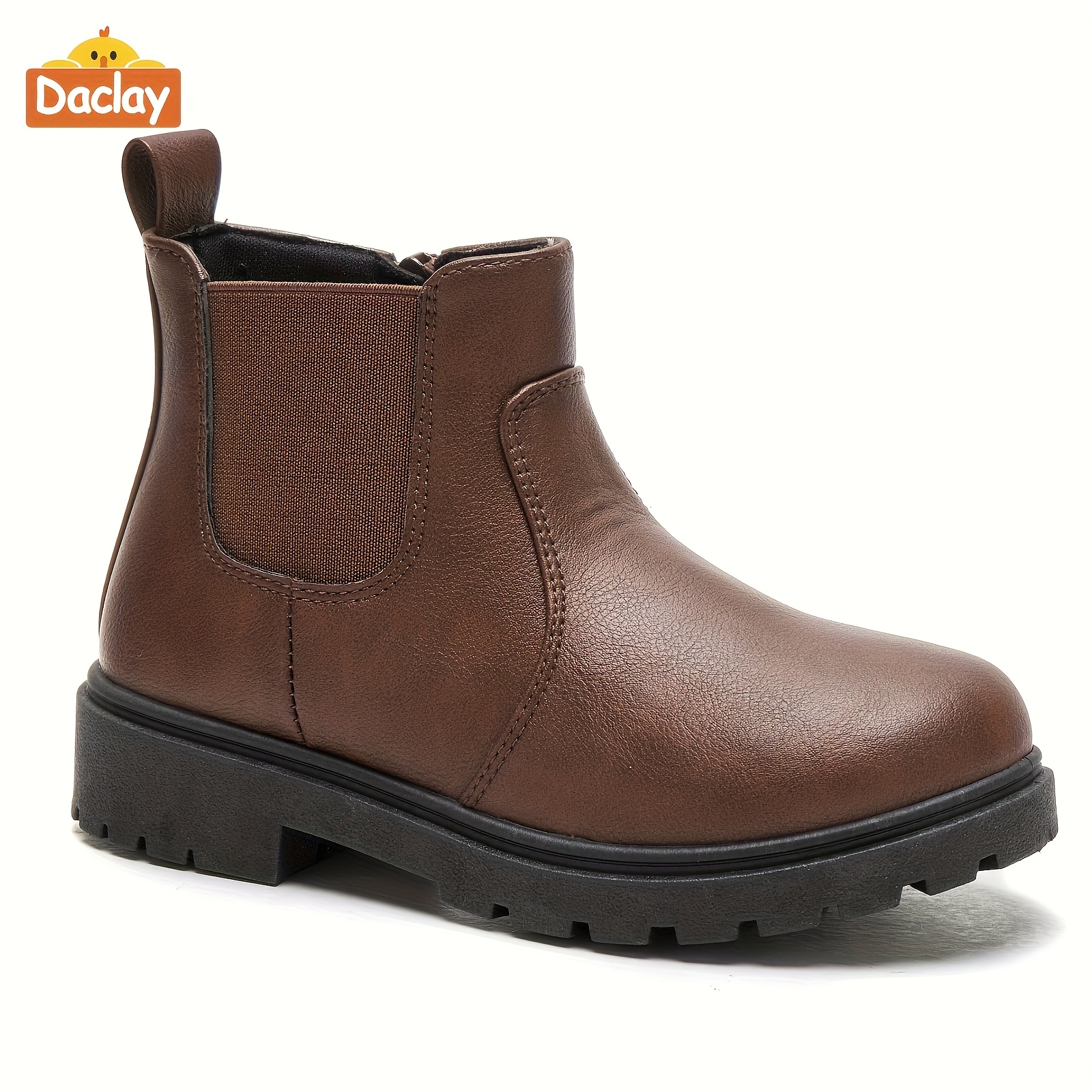     fleece lined ankle boots warm high quality with zipper closure for boys girls brown   casual outdoor shoes kid shoes classic ankle boot design 0