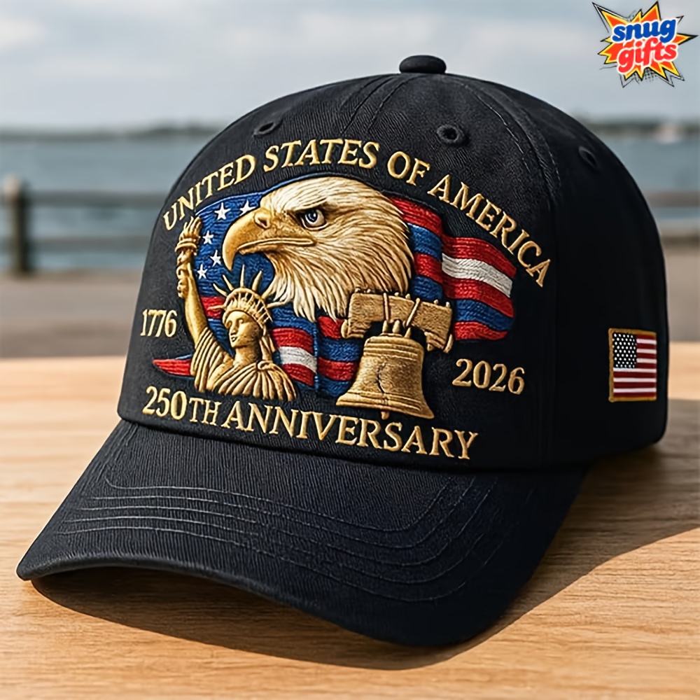 [Patriotic Eagle Cap] United States 250th Anniversary Eagle Patriotic Baseball Cap - Adjustable Snapback, Lightweight & Comfortable, 250th Birthday of America Design with Eagle & 1776-2026 Years, Unisex Commemorative Gift for Veterans, History Buffs, 4th of July, Thanksgiving, Valentine's Day - Ideal for Parades, Events & Casual Attire (Men & Women) - Machine Washable, Durable & Secure Fit