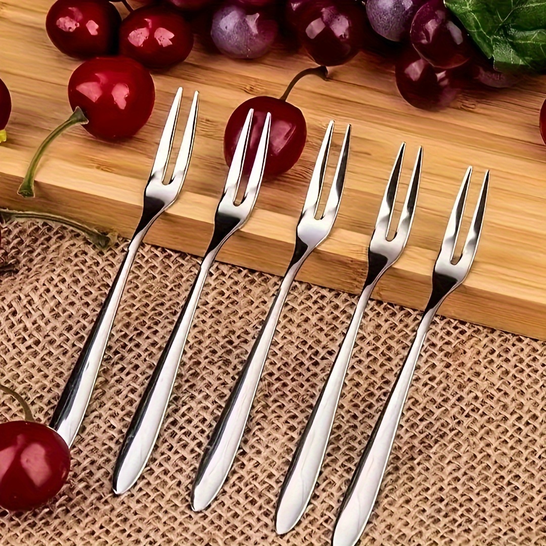 TEMU 20-piece Stainless Steel Fruit Fork Set For Dessert, Cake, Appetizer - Elegant Household And Restaurant Use Mooncake Forks