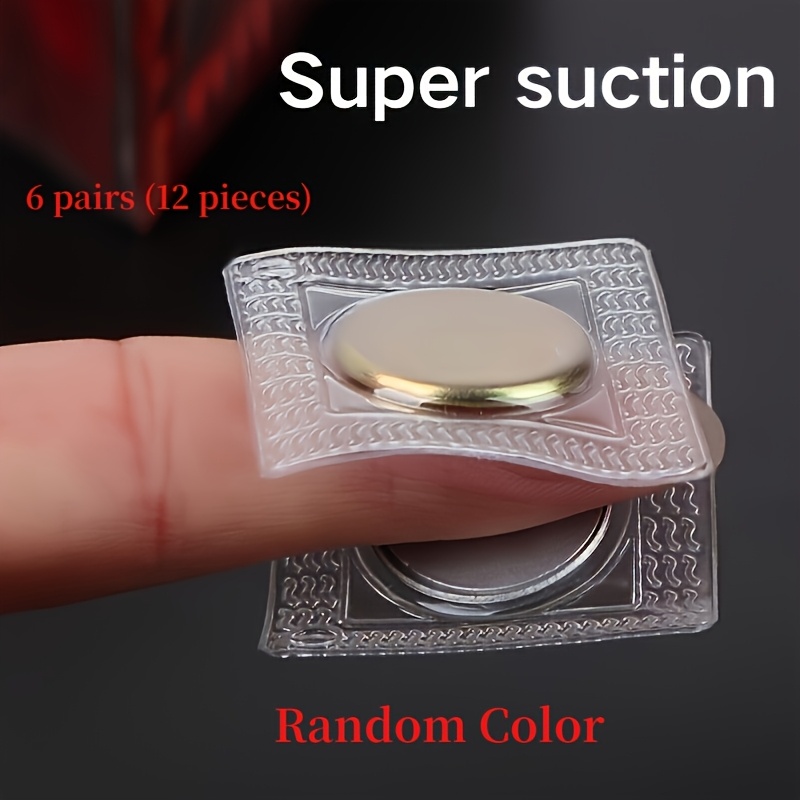TEMU 6 Pairs (12pcs) Per Pack, Random Colors, Strong Magnetic Snap Fasteners - Magnetic Snap Button Set, Concealed Stitching Magnetic Snaps, Hidden