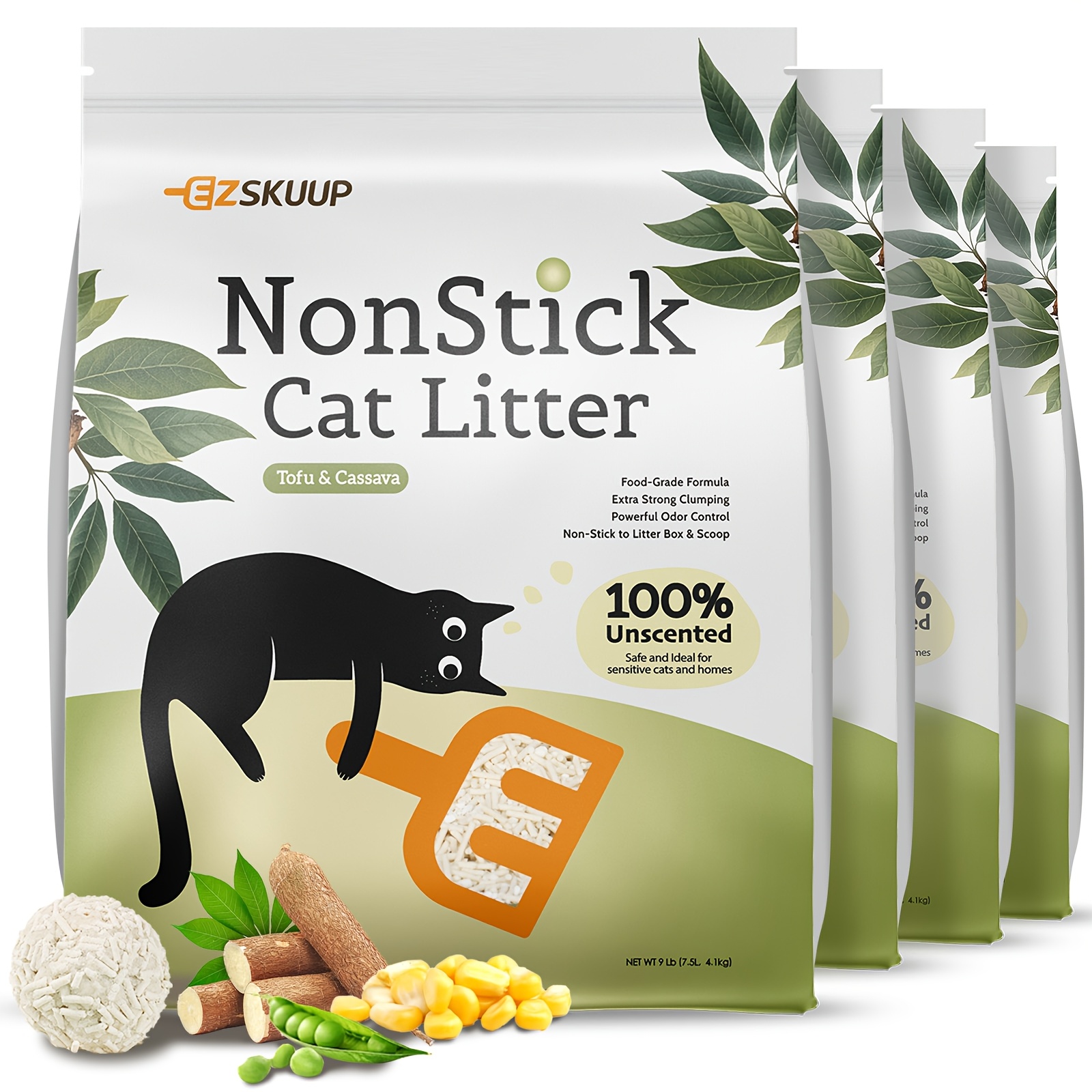 TEMU Ultra Clumping Cassava That Stick, With Low Tracking Pellets For , Made From Plant-based , In 9 Lbs Packs Of 4