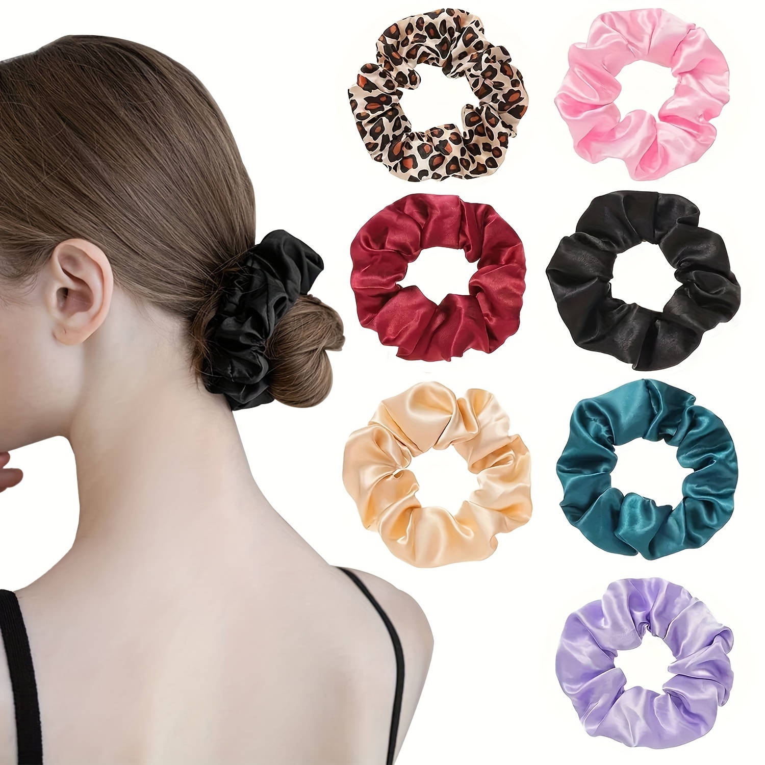 

6pcs/set Solid Color Hair Scrunchies Set For Women Holographic Ponytail Holder Hair Accessories Ropes Scrunchie Traceless Hair Ties