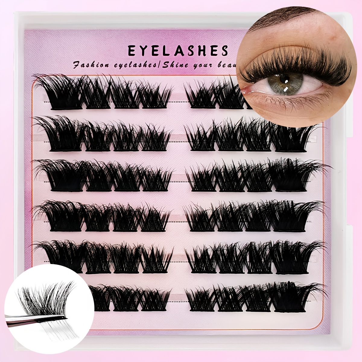 48pcs Cluster Self Adhesive Eyelashes No Glue Needed Natural Lashes Pre Eyelash Clusters High Capacity Reusable Individual Lashes Makeup Tools Cils Lashes