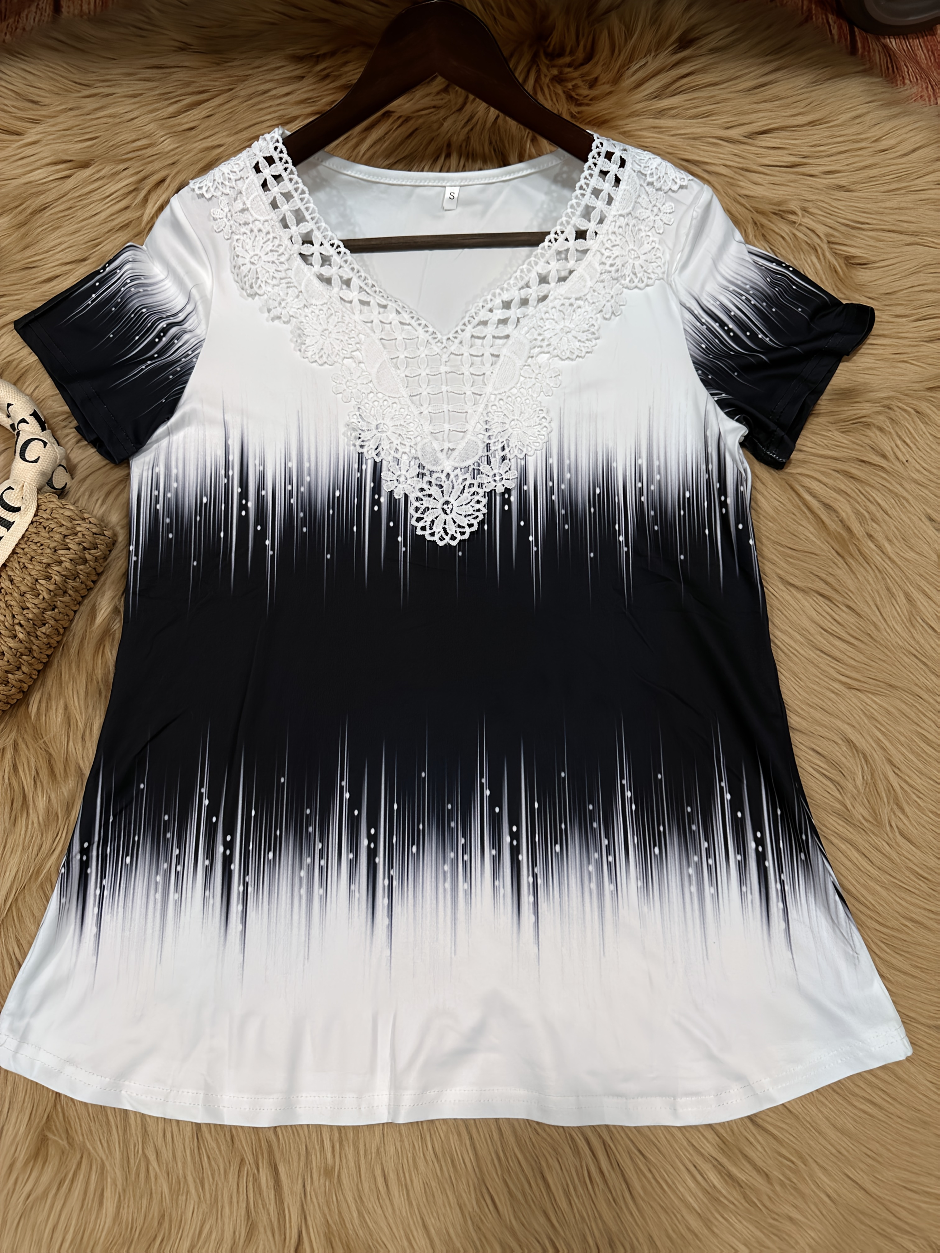 women's high geometric print lace trim short - Temu Canada