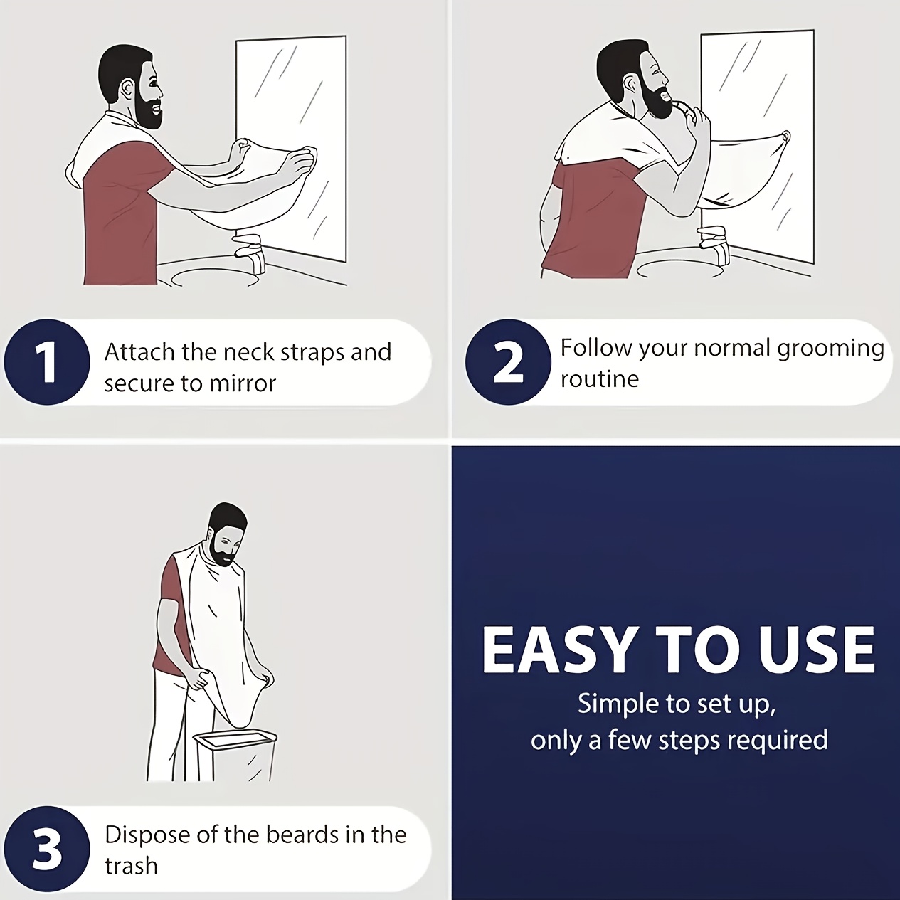Beard Trimming Cape for Men & Women with Collector Suit
