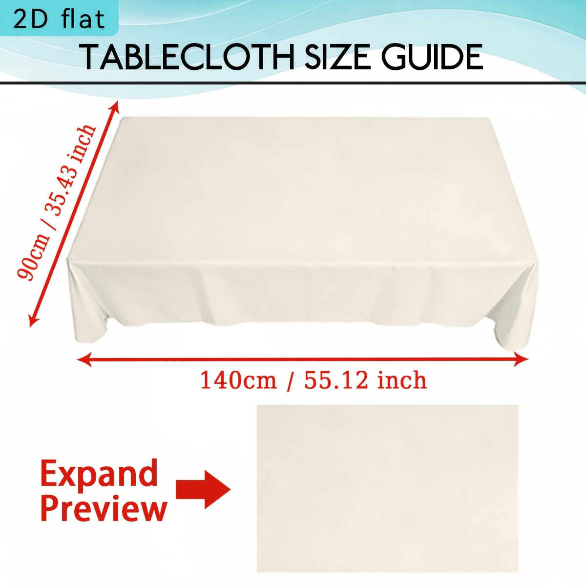 TEMU 1pc Cream Tablecloth, 2d Flat Kitchen Dining Room Rectangle Table Decoration, Party Tablecovers Home Decor For Birthday Parties, Outdoor Indoor