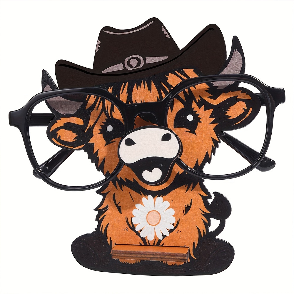 

Porte-lunettes en de Chapeau de Cowboy - Support à Lunettes en Bois avec Design d'Animaux de Dessin , pour la Décoration de Bureau & Cadeaux