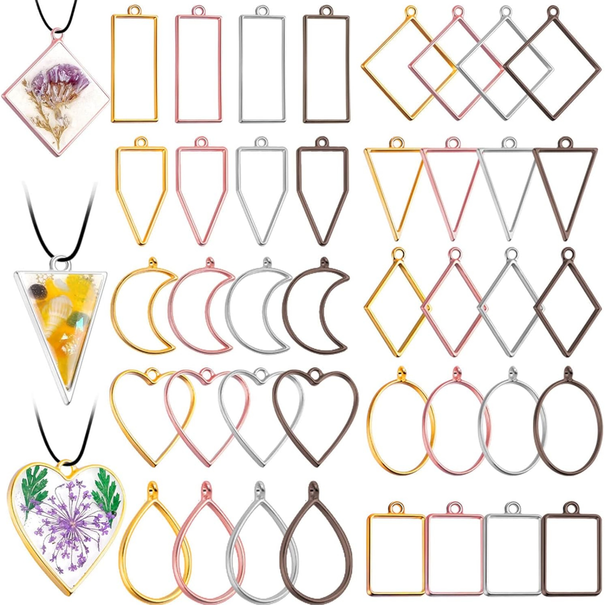 

40pcs Pendant Frame, Pendants For Diy Jewelry Earring Frame Hanging Necklace, Bracelet Jewelry Making