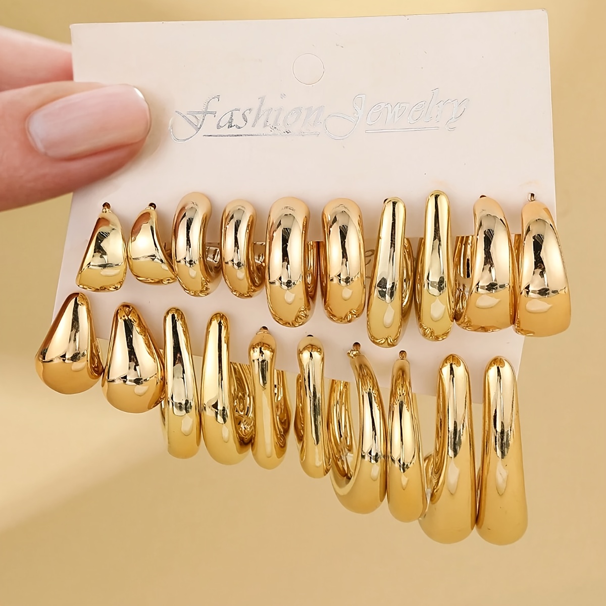 TEMU 20pcs Elegant Geometric Teardrop Stud Earrings Set, Simple Ccb Earring Caps, Women's Fashion Jewelry For , Parties, And Special Occasions, Plastic With Stainless Steel Posts, Versatile For All