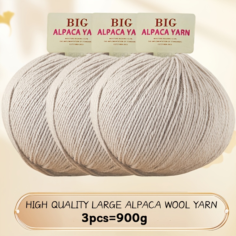 TEMU 3pcs Set Of Large Volume High-quality Alpaca Wool Yarn, 300g Per , Total 900g, Soft And Comfortable Medium-thick Wool Yarn, Handcrafted Crochet