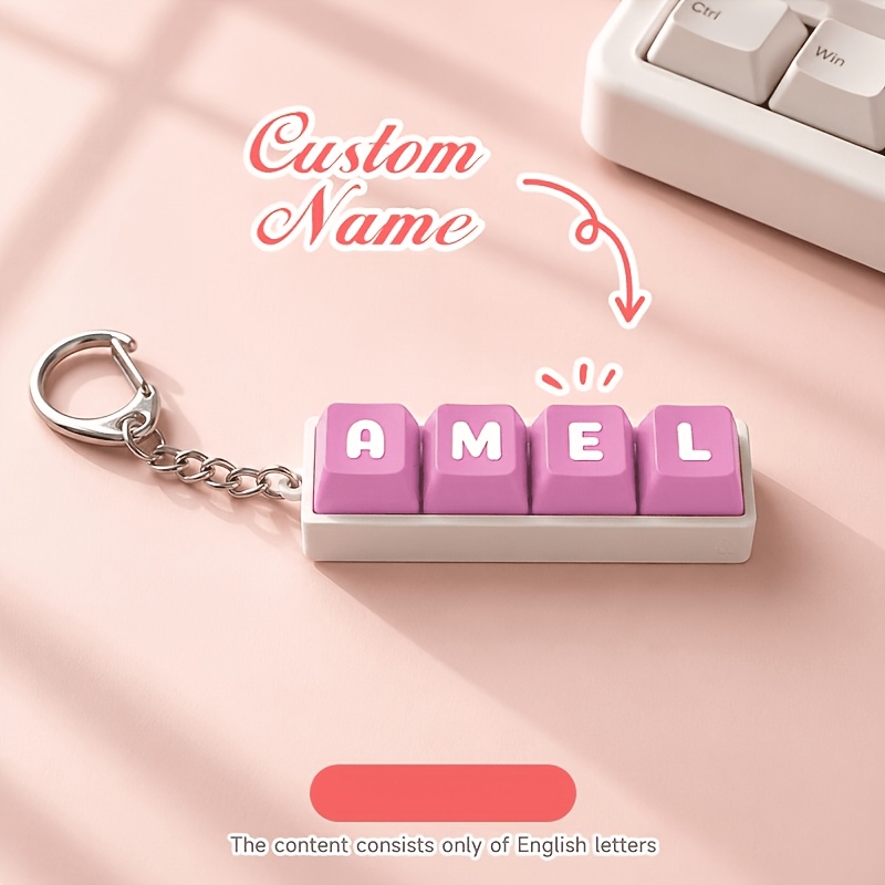 TEMU [custom] 1pc Personalized Customizable English Name Keycap Keychain - Customizable With Your Own English Name, Creative Keycap Keychain With