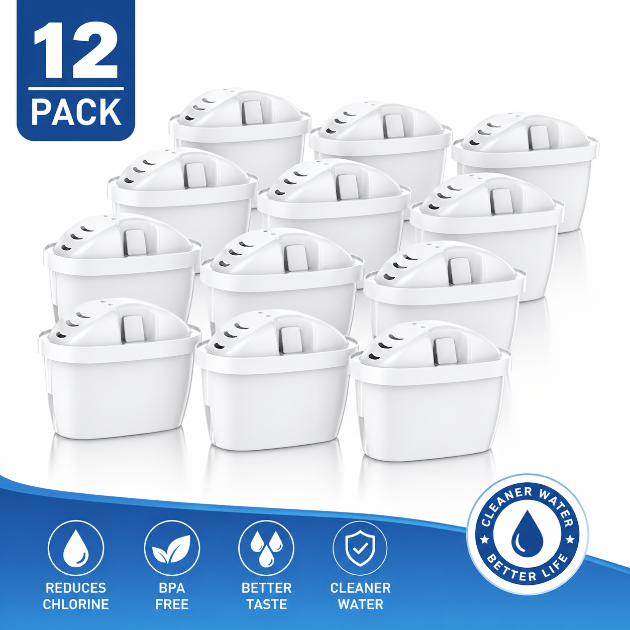 TEMU 12-pack Replacement Water For Bta Jugs And Kettles, Reduces , Bad Taste And Sediment, Home Water Filtration, Enjoy Clean, Great-tasting Water