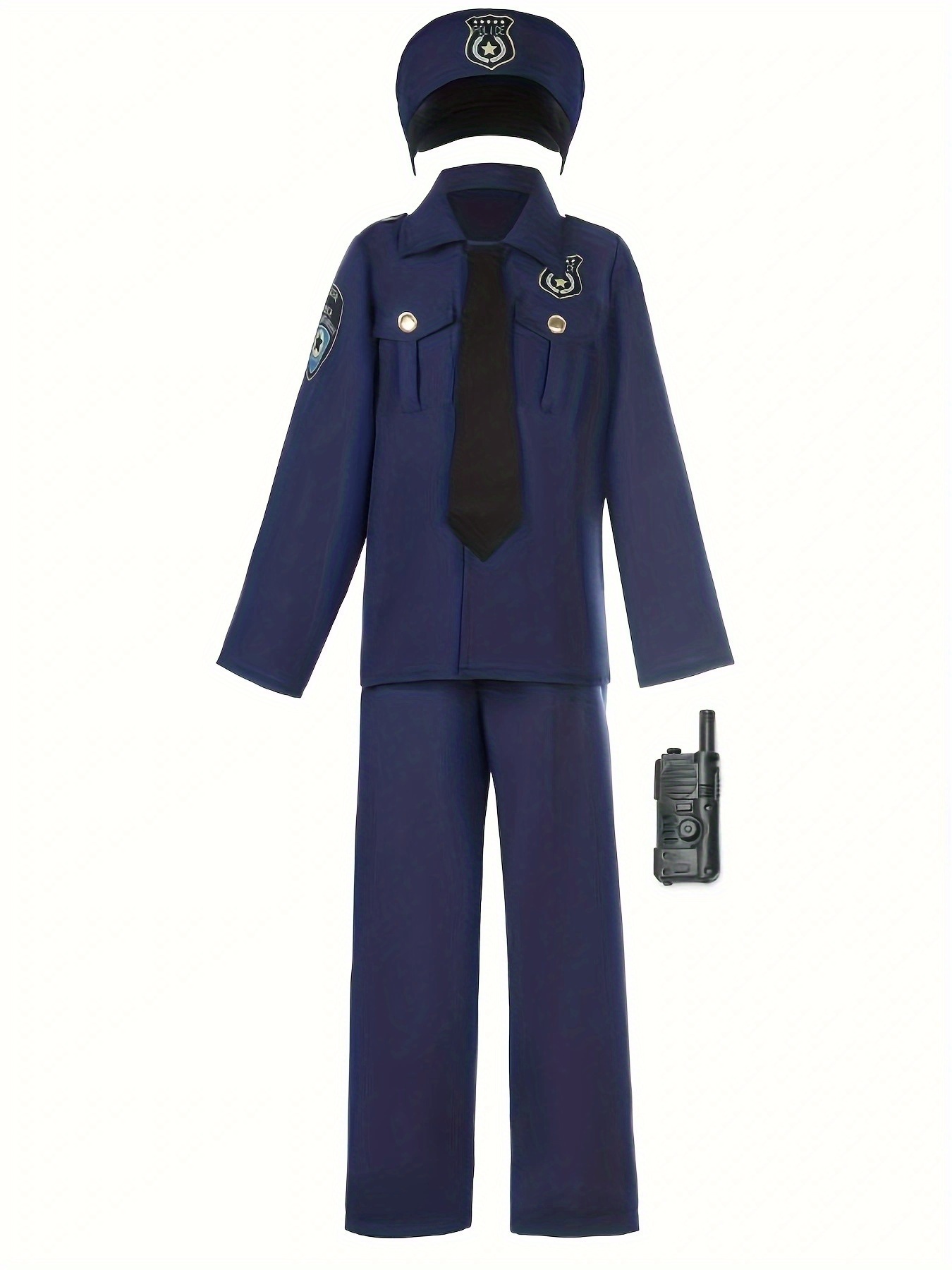 conjunto disfraz policía niños: camisa clip corbata Temu