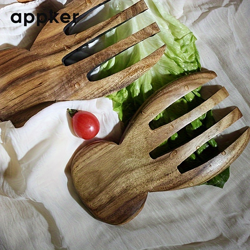 

2pcs 1pc Wooden Salad Fork Western Food Tableware Rake Teak Mein Scooper Salad Utensil Wood Wooden Fork Salad Hand