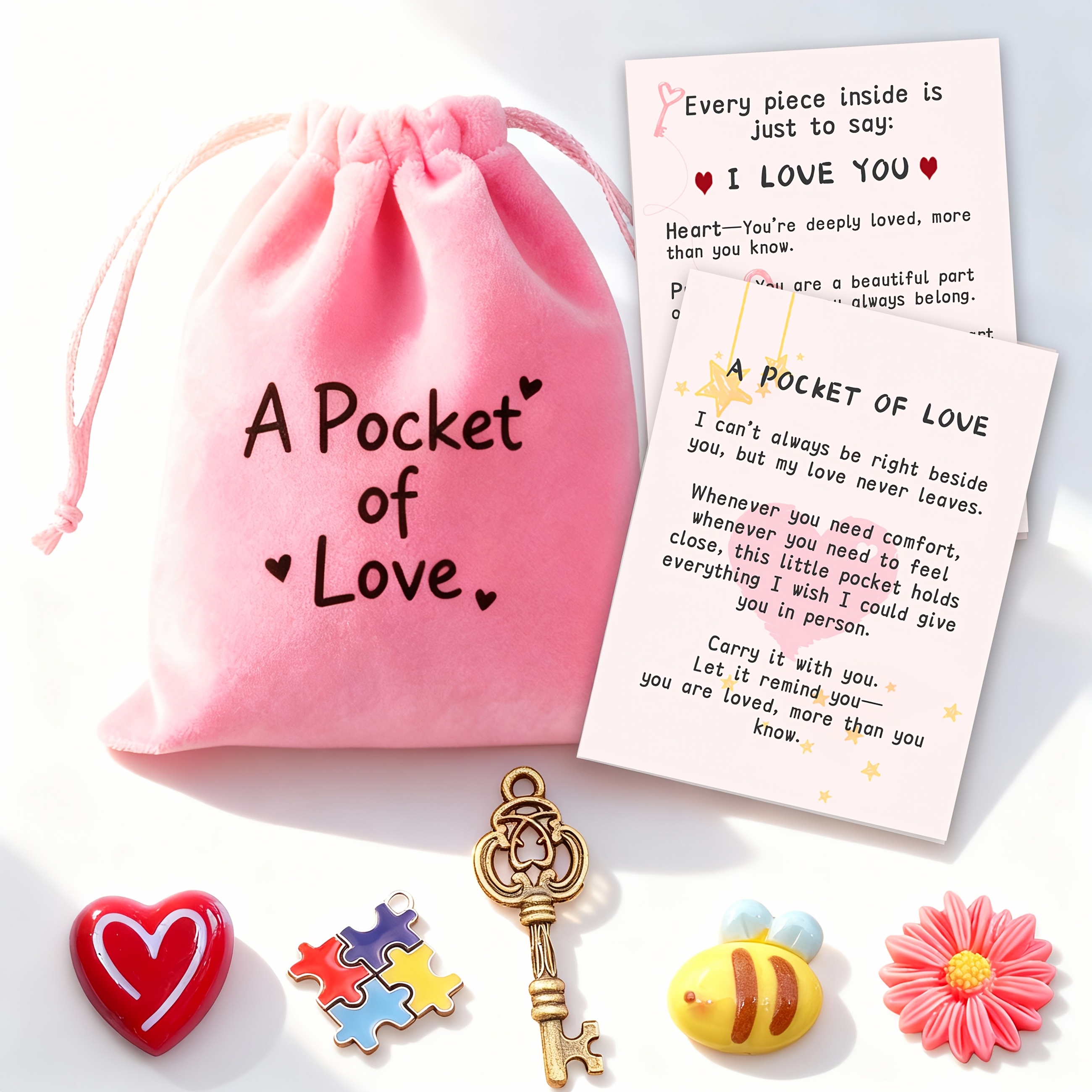 TEMU Gift For Her/him A Pocket Gift Bag, 's Day Gift For Her Him, Pink Velvet Drawstring Pouch With And Meaningful Card, Small Keepsake Gift,