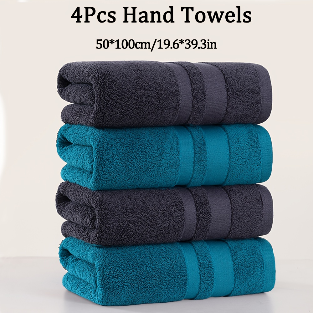 4pcs Large Set, 50 X 100cm/19.7 X 39.4in, 500gsm, Solid Material, Quick Dry Absorbent Bathroom Towels, Soft And Comfortable, Absorption, Suitable For Bathroom, Hotel, Gym