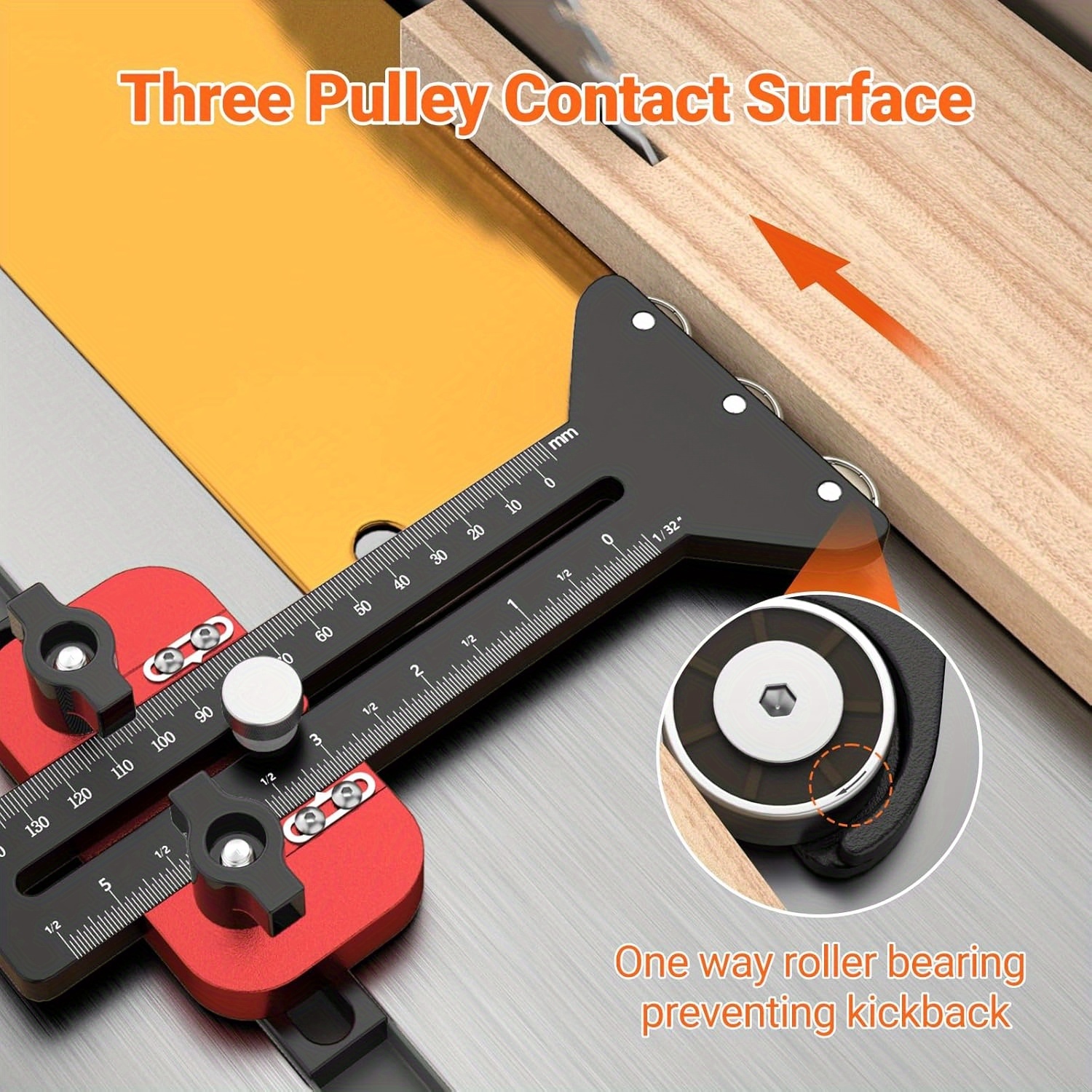 thin rip table saw jig 3 pulley system for precise narrow strip cuts fits 3 8 x 3 4 u slot 1 4 x 3 8 t slot table saws metal construction with adjustable tension screws ideal for woodworking diy projects table saw accessories   tool design precision cutting tool
