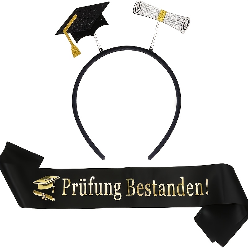 Image of Exam Sash, Exam Graduation , Black Golden Graduation Decoration, Graduation For Graduation, Exam Headband Garland, Graduation Party Decoration, Photobooth Props