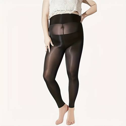 plus size womens nine inch tights elegant and fashionable black pantyhose with high waist shiny stretchy ideal for casual wear plus size pants