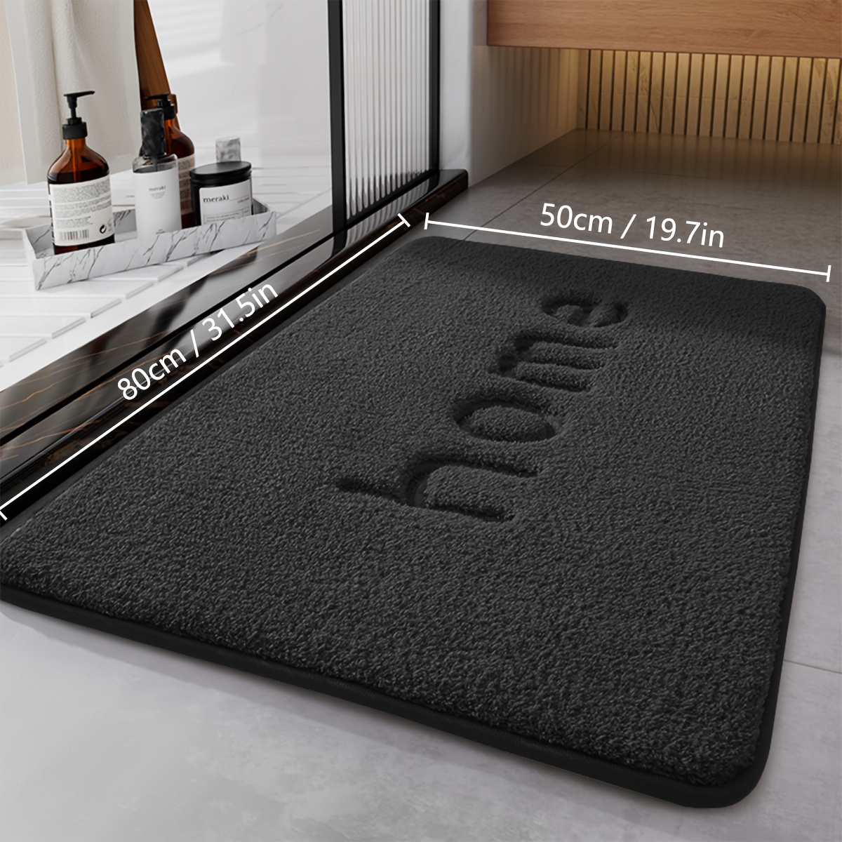 Flannel Fluffy Toilet Mat Absorbent Doormat Embroidery Entrance Mat Thickened Sponge Non-slip Mat Carpet Entrance Mat
