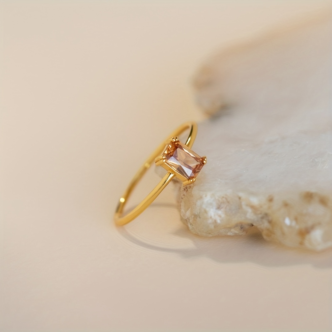 Copper Ring with Pink CZ Minimalist for Men and Women