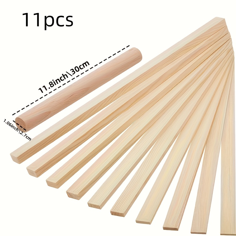 11pcs Ceramic Teaching Rolling Guide And Wooden Rolling Pin Set Includes 10pcs Mud Slab Guide And Clay Roller Clay Tools For Handmade Homemade Clay Gift Decoration