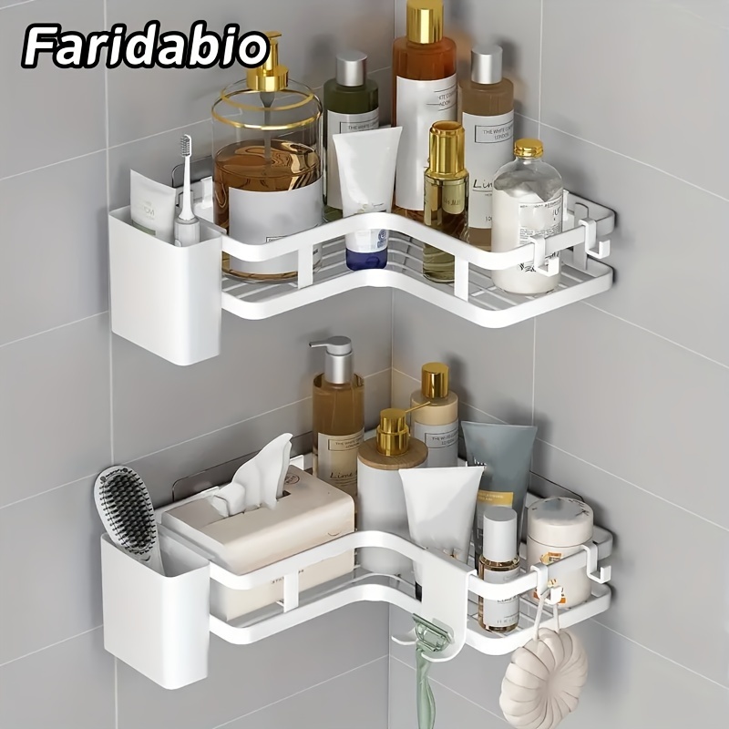 

2- Faridabio Stainless Steel , No-electricity Bathroom Organizer For Shampoo, Conditioner, Toiletries - - For Bathroom, ,