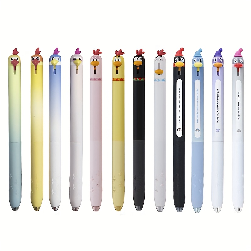 TEMU 12pcs Penguin Chick Parrot Gel Pen Creative Bird Pen 0.5mm Black Pen Office Supplies Writing Pen