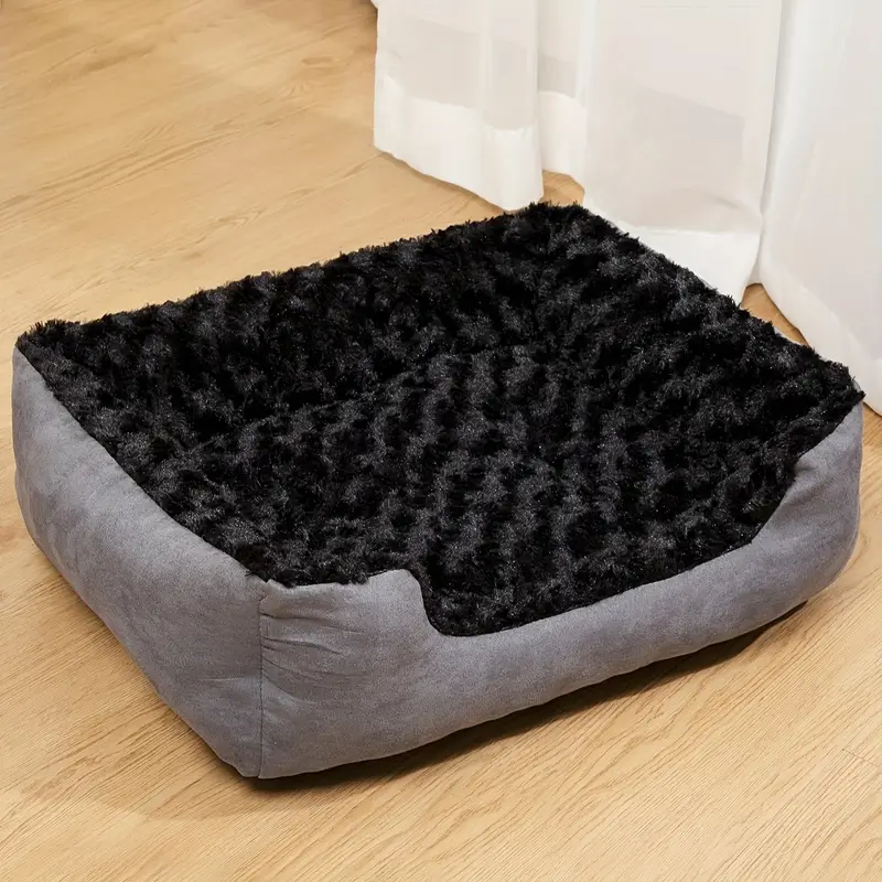 luxury polyester dog bed with non slip bottom breathable orthopedic pet sofa with memory foam filling washable flower patterned rectangle dog bed for small medium and toy breeds black Product details 2