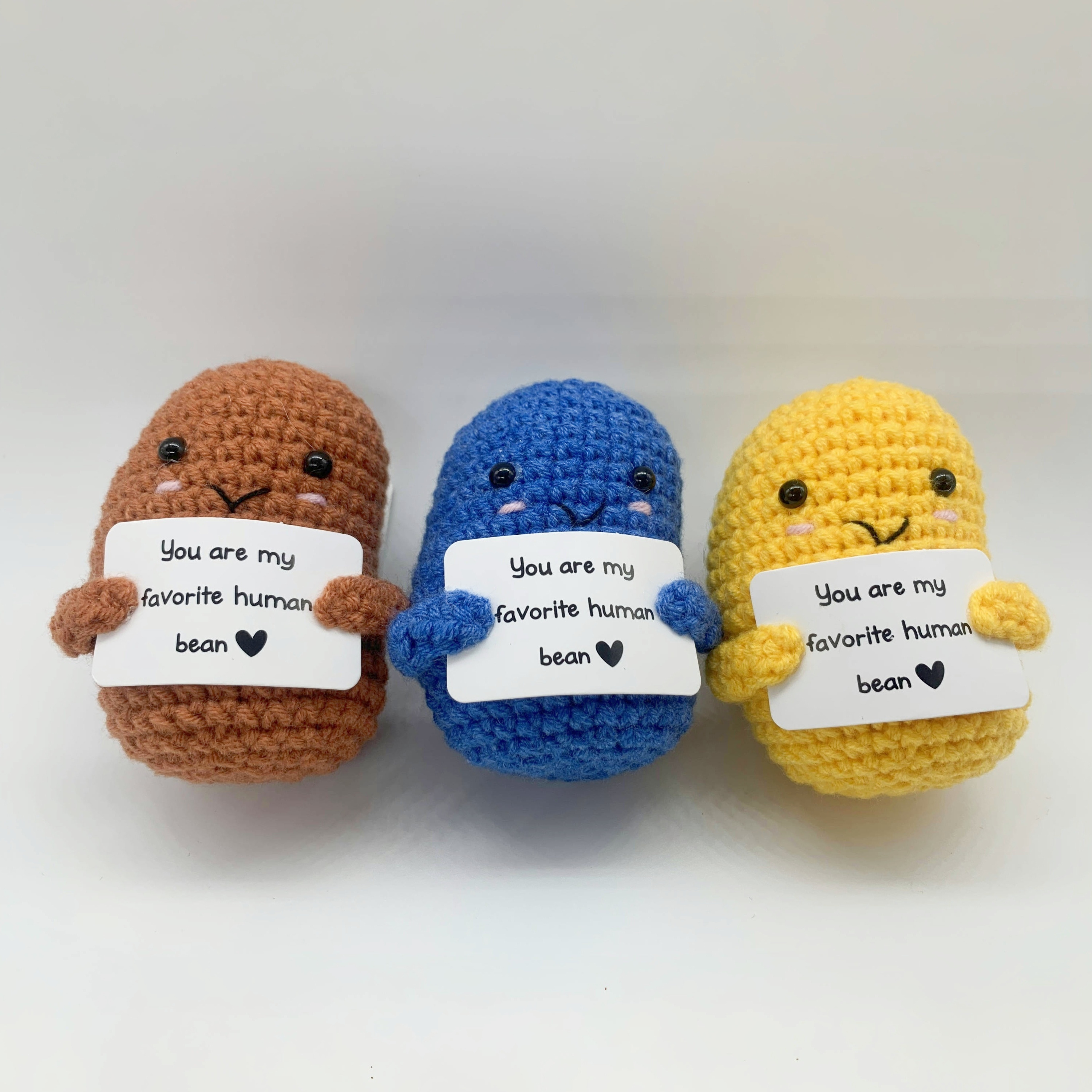 

1pcs, Positive Bean, Positive Affirmation Gifts, Crochet Positive Bean, Funny Unique Crochet Plush Gift, Birthday Gifts, Valentine's Day Gifts- You Are My Favorite Human Bean! (without Box)