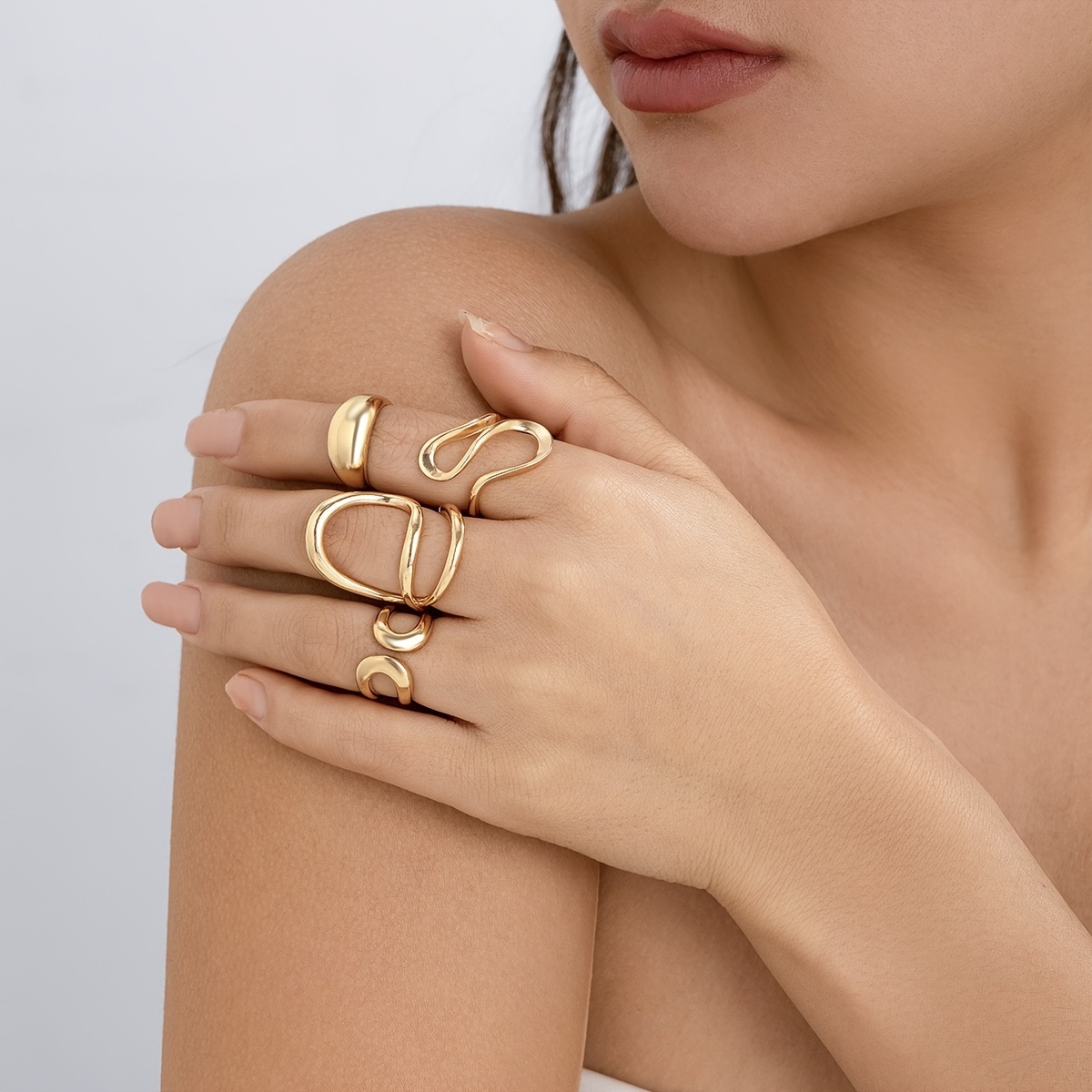 

4pcs/set Ring Set, Minimalist Style Finger Jewelry Accessories For Women, Ring Set